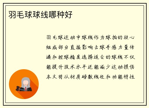 羽毛球球线哪种好